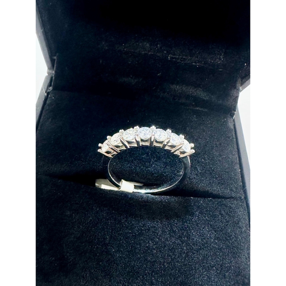 Moissanite Band 7 Stone Anniversary Wedding Ring 18K 925 GRA Round - Picture 13 of 17